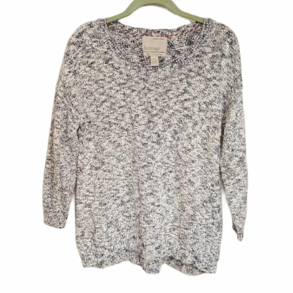 Banana Republic Heritage Blue Gray Metallic Knit Sweater 3/4 Sleeve Small